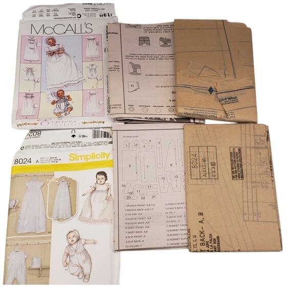 Simplicity Baby Christening Gown Romper Sets Sewing Patterns UNCUT - Picture 5 of 6